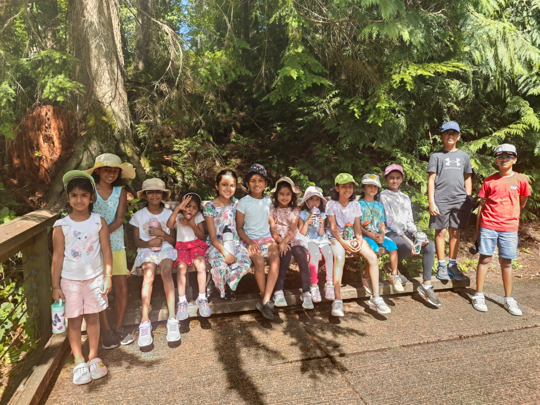 Group photo on a forest hike field trip
